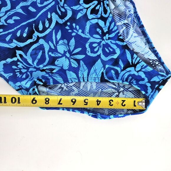 Vintage 90s/ Y2K Catalina Swimsuit Plus Size 1XL(16W) 1pc Blue Floral Ribbed - Picture 11 of 13